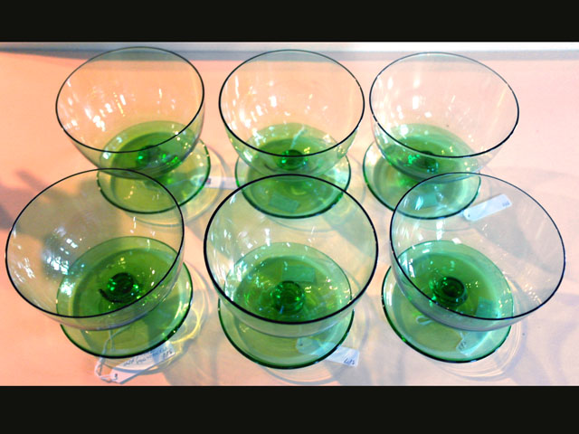 アイスクリームグラス　グリーン　（6個セット） アンティーク グリーン・ブルー系