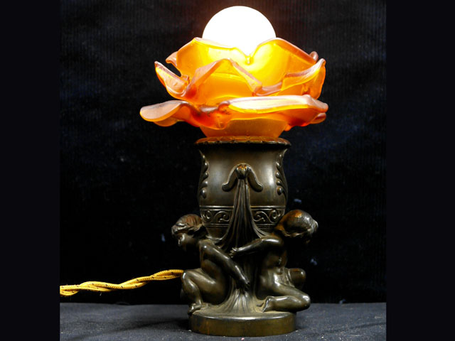 スタンドランプ　オレンジバラ１灯 アンティーク ランプ（すでに組み合わせられている照明）