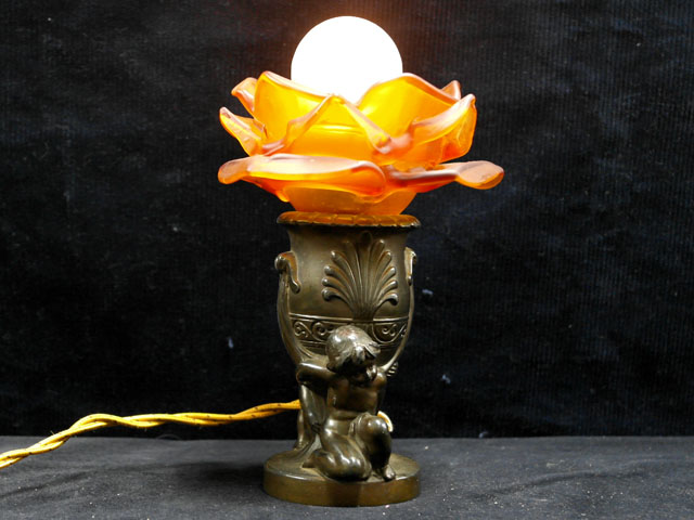スタンドランプ　オレンジバラ１灯 アンティーク ランプ（すでに組み合わせられている照明）