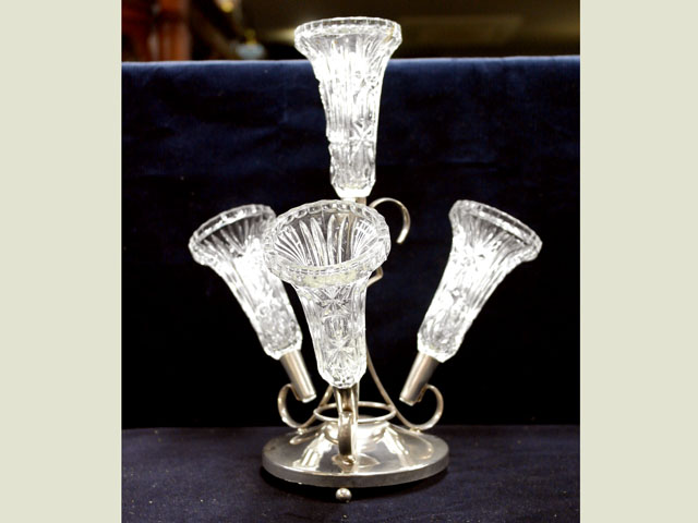 バーズ（花器）　カットガラス アンティーク クリアー系