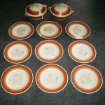 スージークーパー グレイリーフ ソーサー9枚+チュリーン2個セット 赤